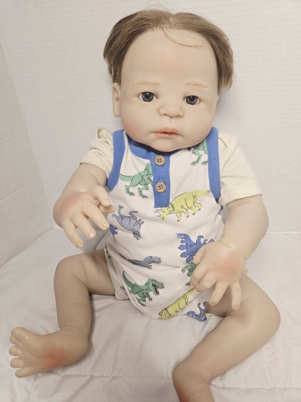 18'' Reborn Baby Doll Boy Soft Silicone Vinyl Realistic Newborn Blue Eyes White